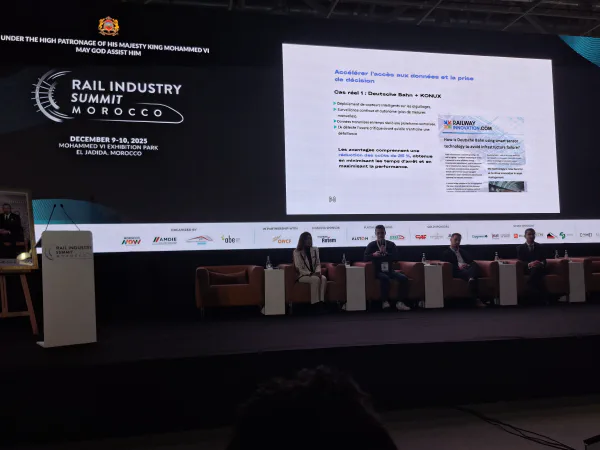 I speak during the technology panel at Rail Industry Summit Morocco